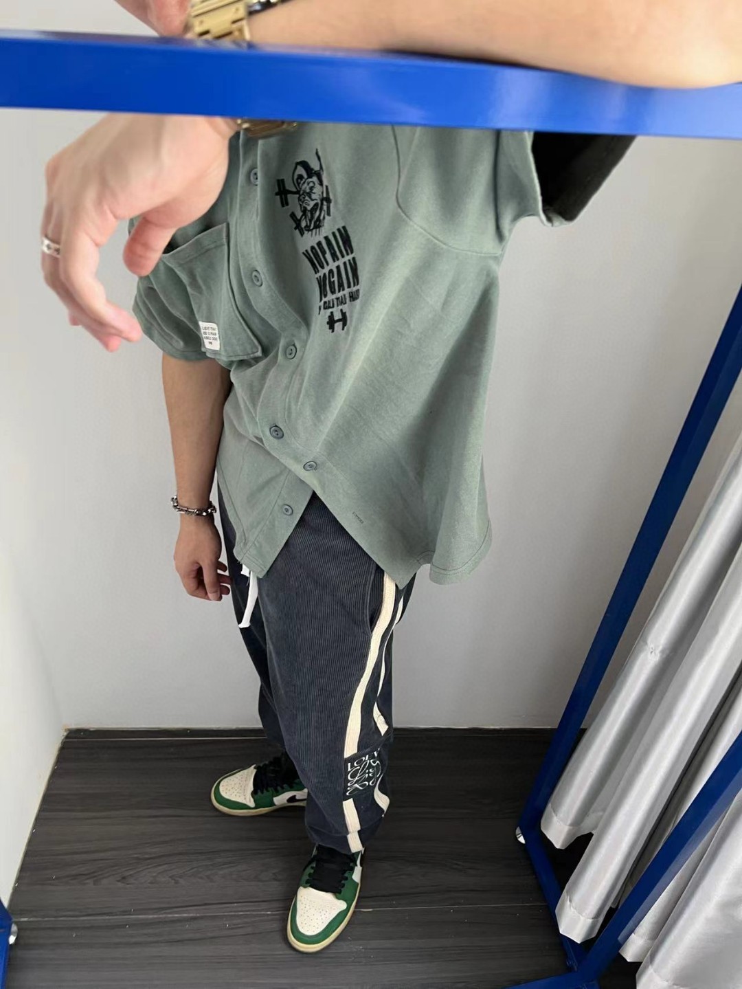 LOEVVE 22FW corduroy side logo letter embroidered sweatpants