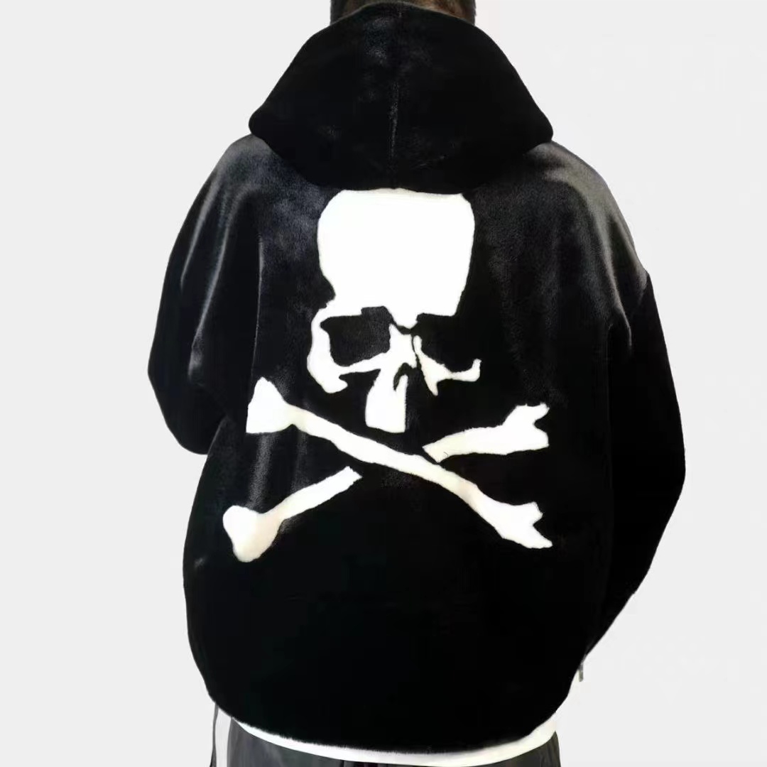 Mastermind Japan MMJ Big Skull Mink Fleece Hooded Fur Coat