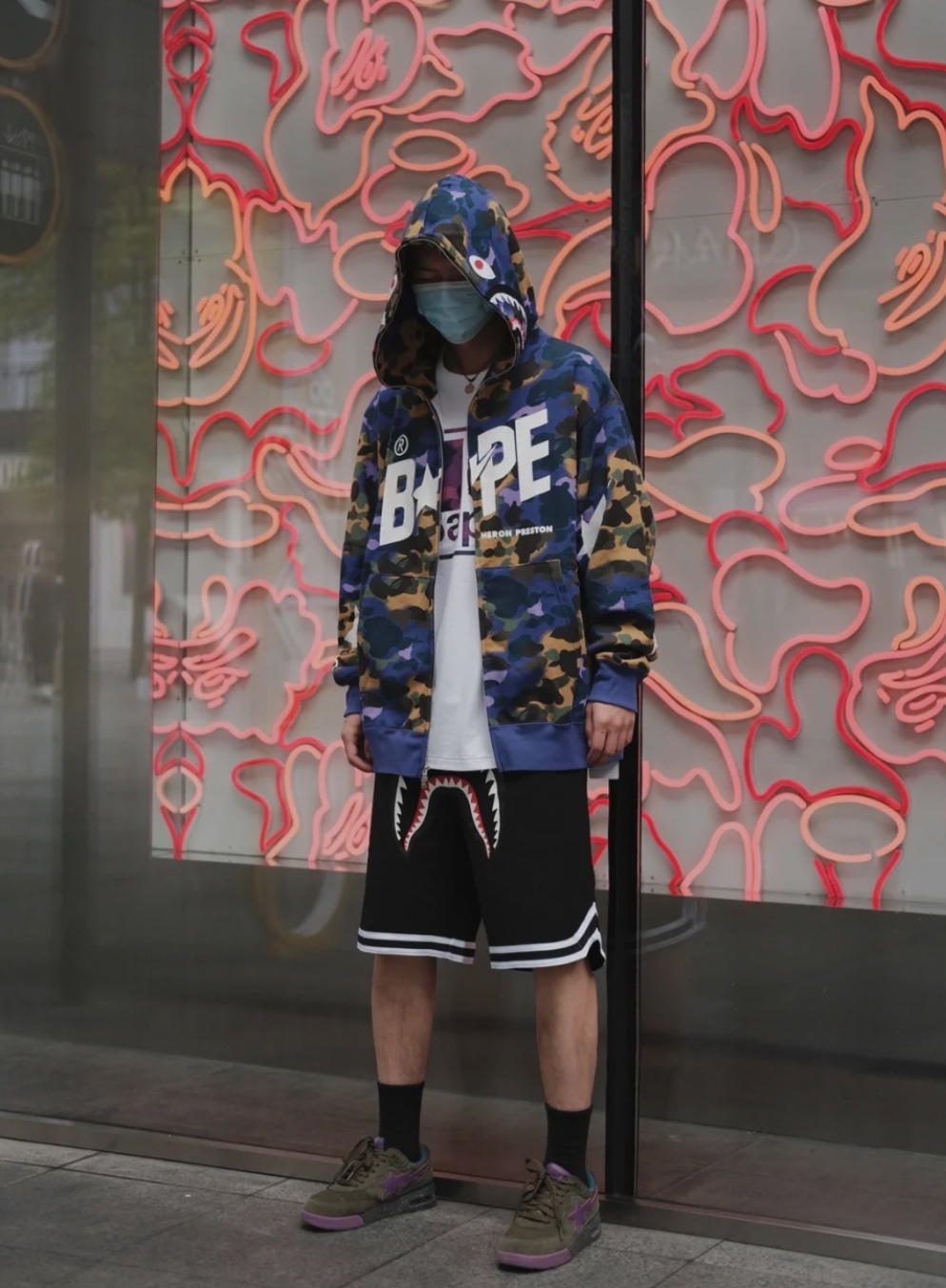 BAPExHP Joint Purple Shark Zipper Hoodie