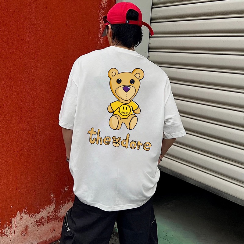 Drew cartoon fun bear printing short sleeves