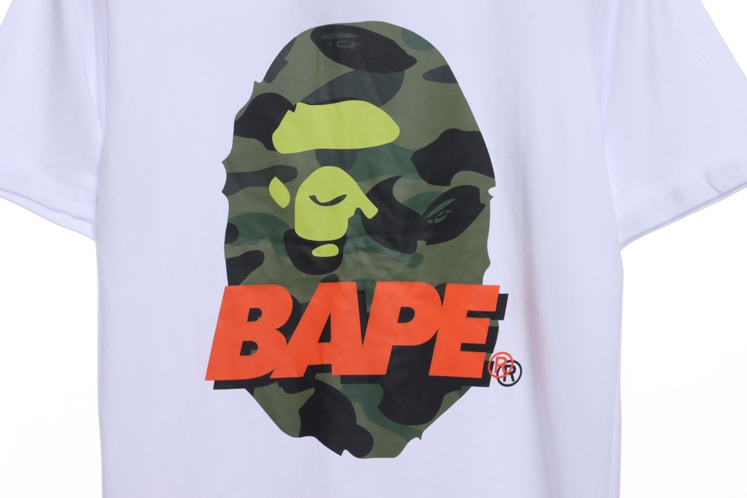 BAPE camouflage ape head pattern hit color letter printing short sleeves