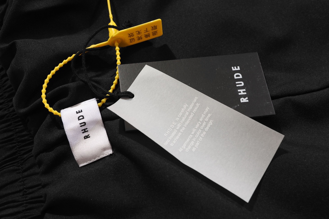 RHUDE vintage logo print two-tone drawstring shorts