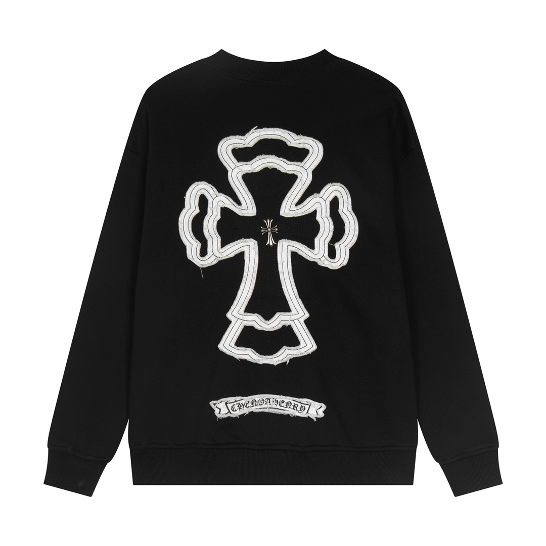 Chrome Hearts latest heavy-weight basic crewneck sweatshirt in black