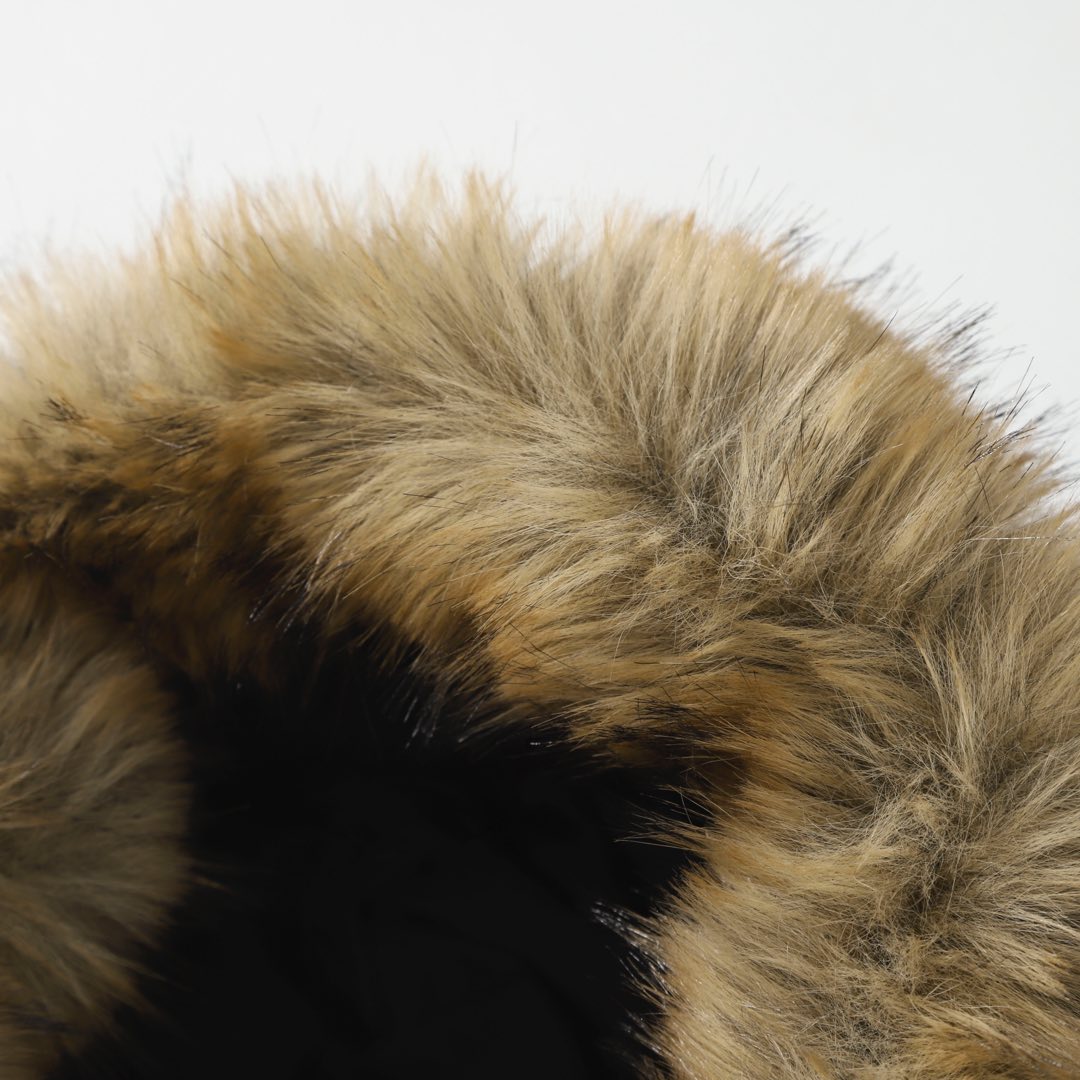 New Balance Solid-color Fur-trimmed Mid-length Hooded Down Jacket