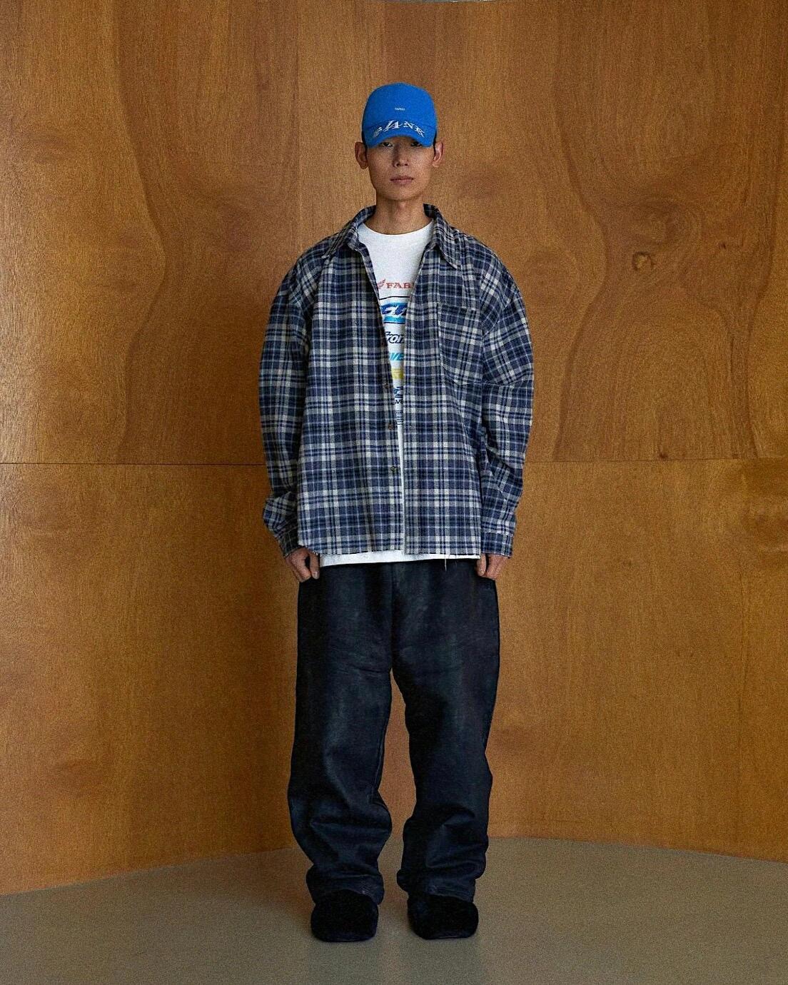 Far Archive Flannel Tassel Blue Plaid Shirt